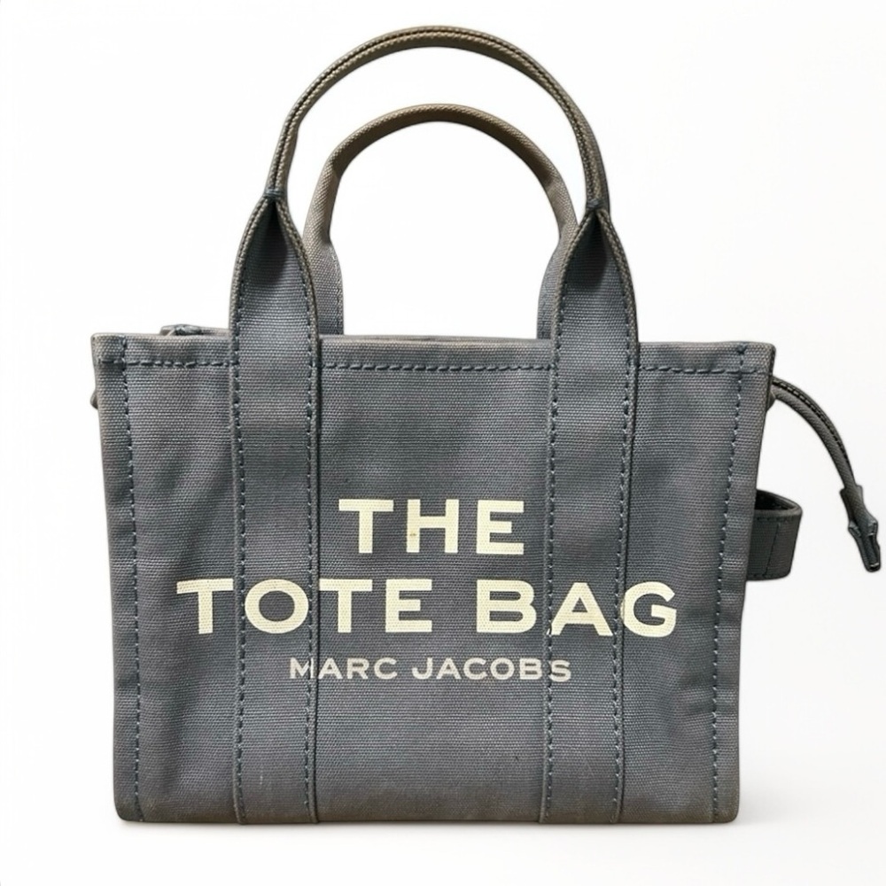 Marc Jacobs The Tote Bag Canvas Mini Tote in Slate blue with Cream Logo - Picture 15 of 16
